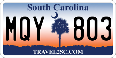 SC license plate MQY803