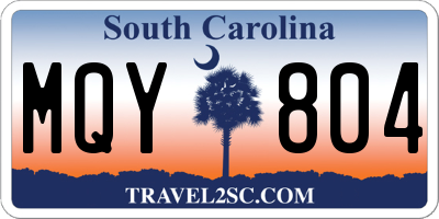 SC license plate MQY804