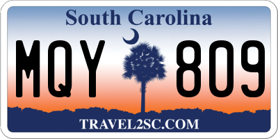 SC license plate MQY809