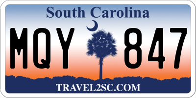 SC license plate MQY847