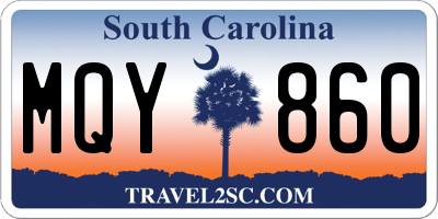 SC license plate MQY860