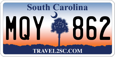 SC license plate MQY862