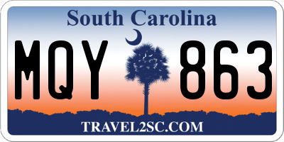 SC license plate MQY863