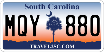 SC license plate MQY880