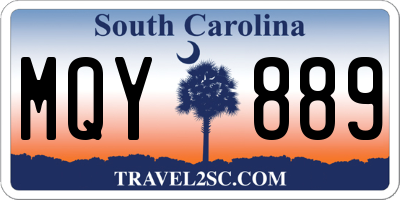 SC license plate MQY889