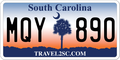 SC license plate MQY890