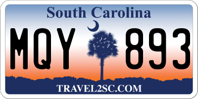 SC license plate MQY893