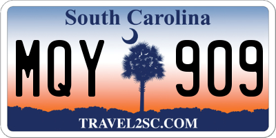 SC license plate MQY909