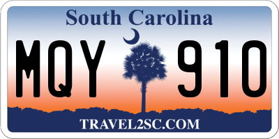 SC license plate MQY910