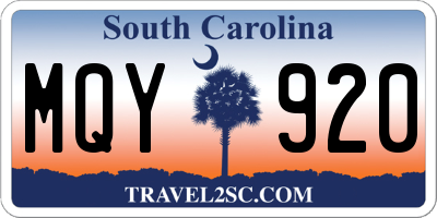 SC license plate MQY920
