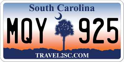 SC license plate MQY925