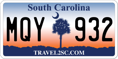 SC license plate MQY932