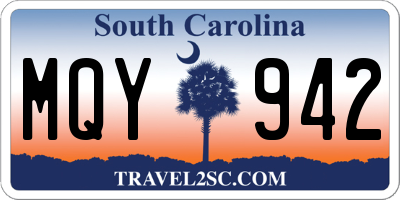 SC license plate MQY942