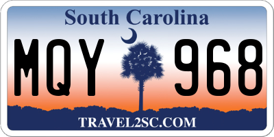 SC license plate MQY968