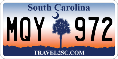 SC license plate MQY972