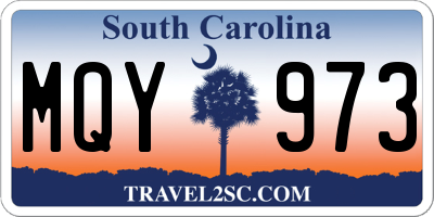 SC license plate MQY973