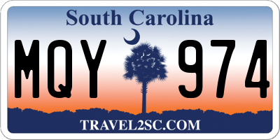 SC license plate MQY974
