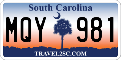 SC license plate MQY981