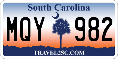 SC license plate MQY982