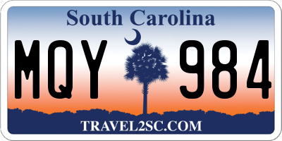 SC license plate MQY984