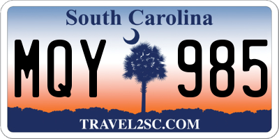 SC license plate MQY985