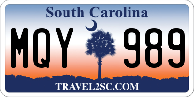 SC license plate MQY989