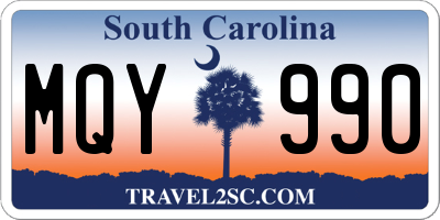 SC license plate MQY990
