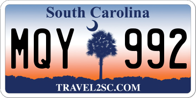 SC license plate MQY992