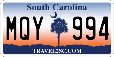 SC license plate MQY994