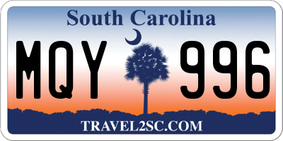 SC license plate MQY996
