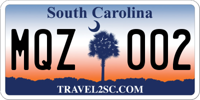 SC license plate MQZ002