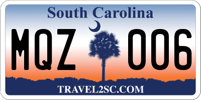 SC license plate MQZ006
