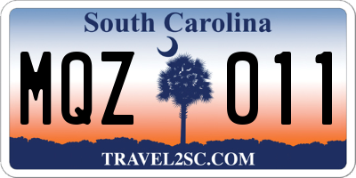 SC license plate MQZ011