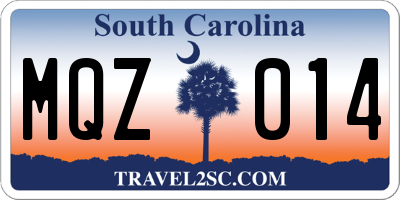 SC license plate MQZ014