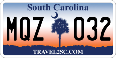 SC license plate MQZ032
