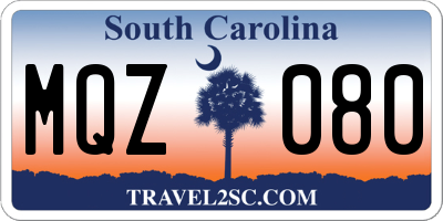 SC license plate MQZ080