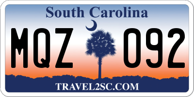 SC license plate MQZ092