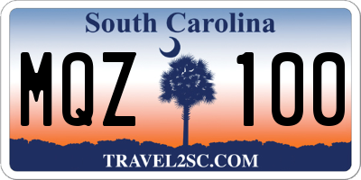 SC license plate MQZ100