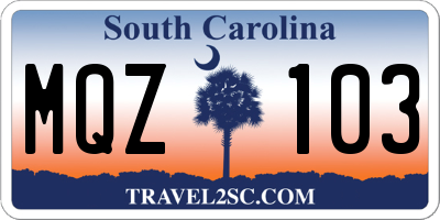 SC license plate MQZ103
