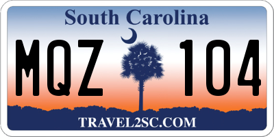 SC license plate MQZ104