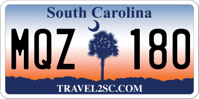 SC license plate MQZ180