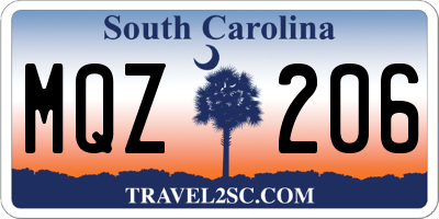 SC license plate MQZ206