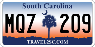 SC license plate MQZ209