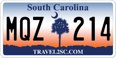 SC license plate MQZ214
