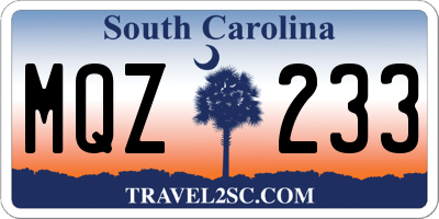 SC license plate MQZ233