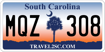 SC license plate MQZ308