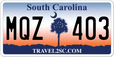 SC license plate MQZ403