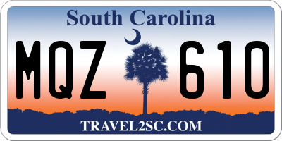 SC license plate MQZ610