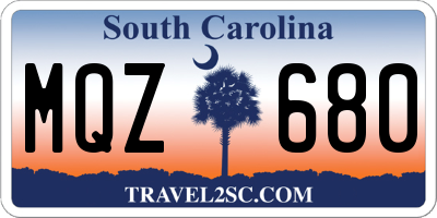 SC license plate MQZ680