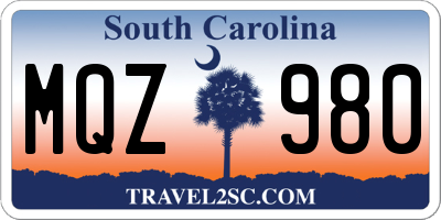 SC license plate MQZ980